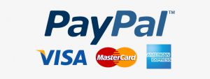 A paypal logo with three credit cards.